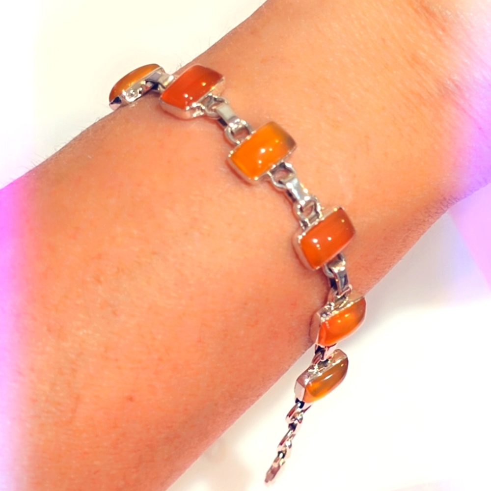Carnelian 925 Sterling Silver Bracelet